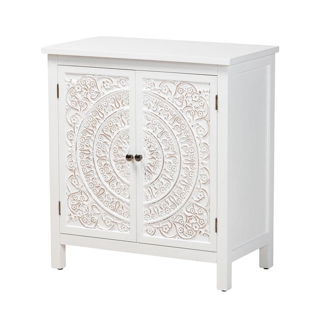 Yelena Classic And Traditional White Finished Wood 2-Door Storage Cabinet, WHITE, hi-res image number 0