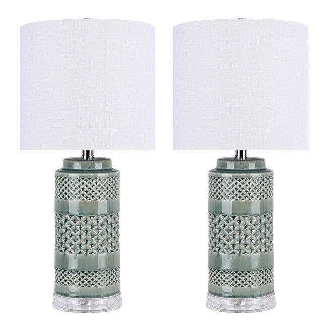 Casa 21 inches Ceramic Table Lamp - Set Of 2, , on-hover image number null