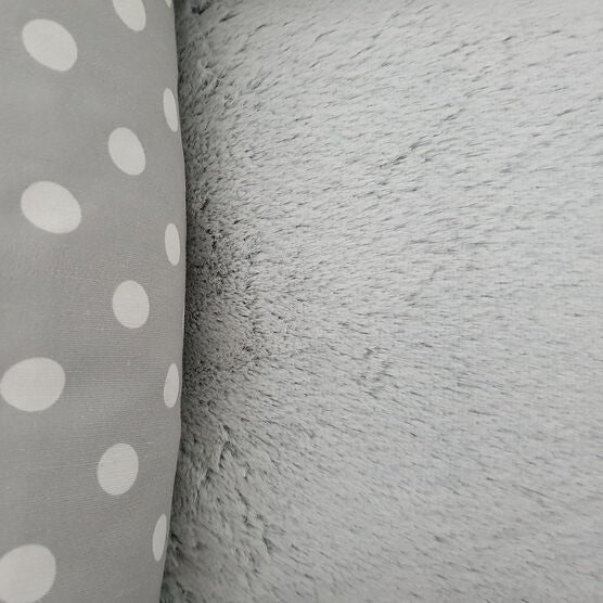 Dots Printing poly-cotton bolster with detachable faux fur cushion Medium Size, , alternate image number null