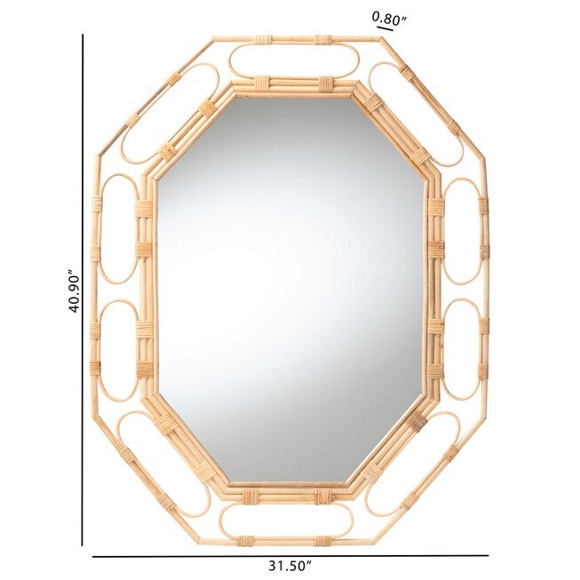 Remedy Octagonal Natural Rattan Wall Mirror, NATURAL, alternate image number 3