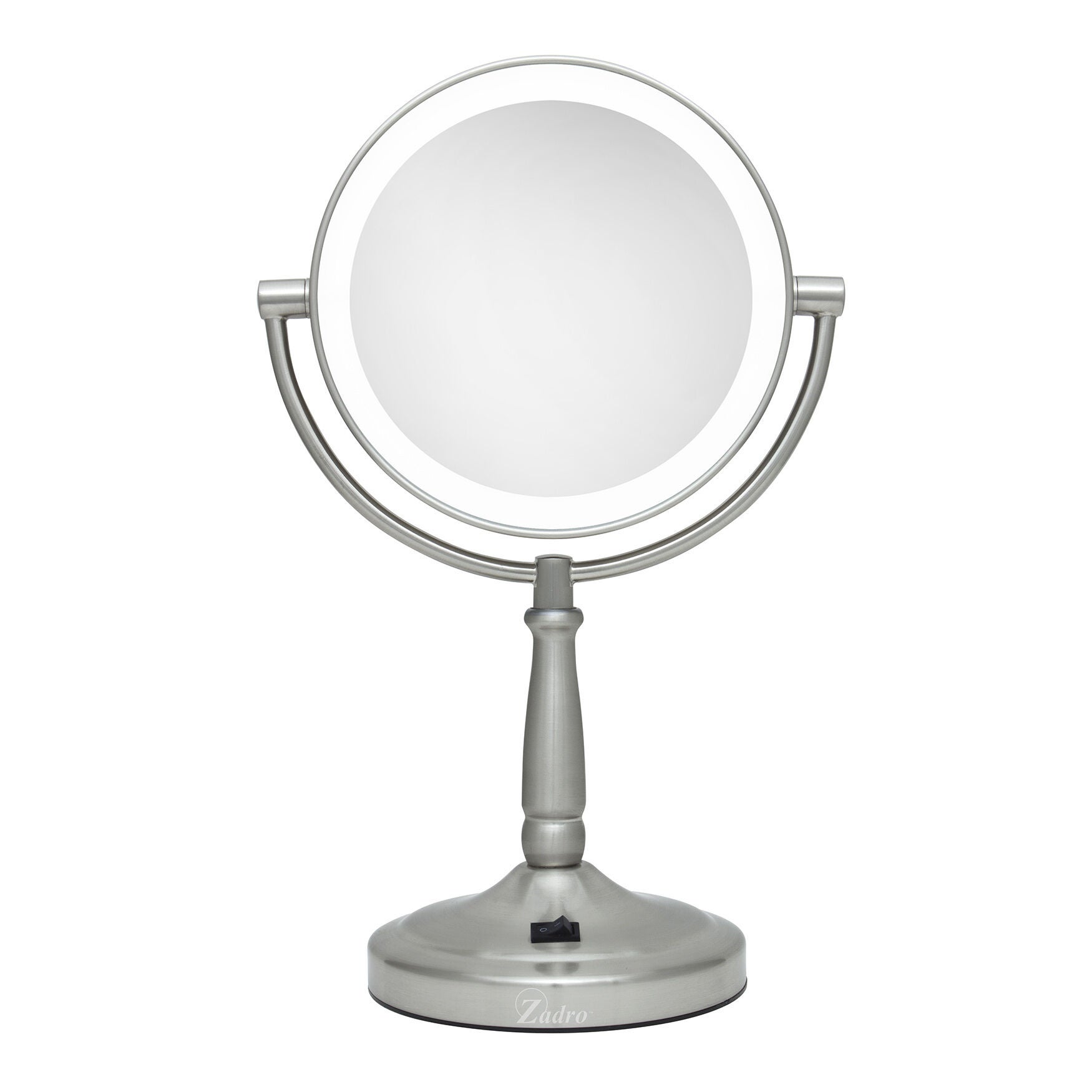 Cordless Dual-Sided LED Lighted Vanity Mirror, NICKEL, hi-res image number 0