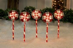 Peppermint Candy Pathway Lights, Set of 5