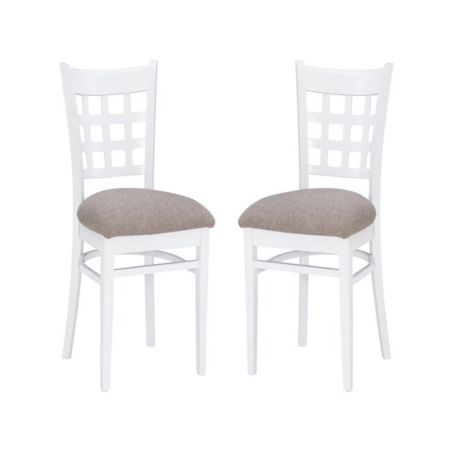 Lola Side Chair White Upholstered Set of 2, , alternate image number 3
