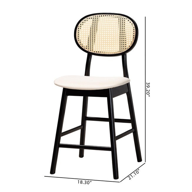 Darrion Mid-Century Modern Grey Fabric And Walnut Brown Finished Wood 2-Piece Counter Stool Set, , alternate image number 21