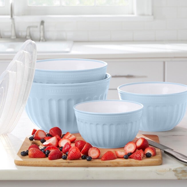 4-Pc. Scalloped 2-Tone Mixing Bowl, POWDER BLUE, hi-res image number null