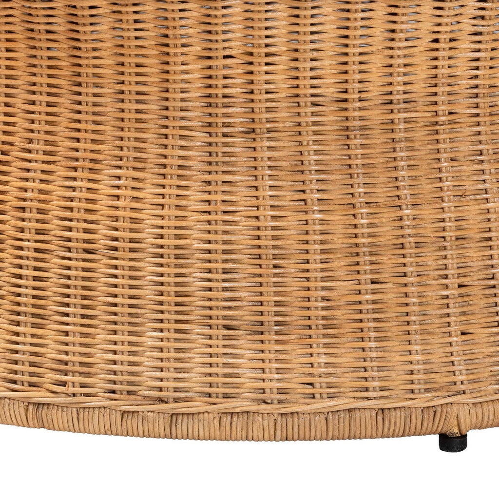 Close-up of woven rattan side panel