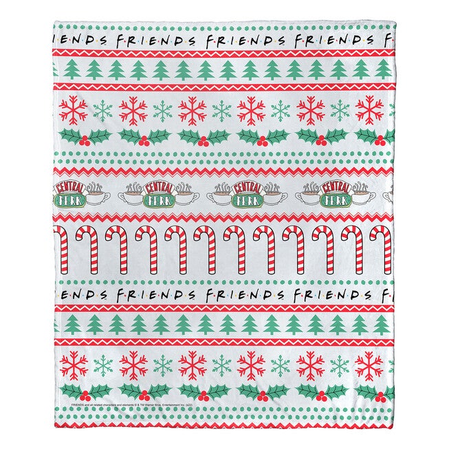 Wb Friends Candy Cane Coffee Silk Touch Throw Blanket, , on-hover image number null
