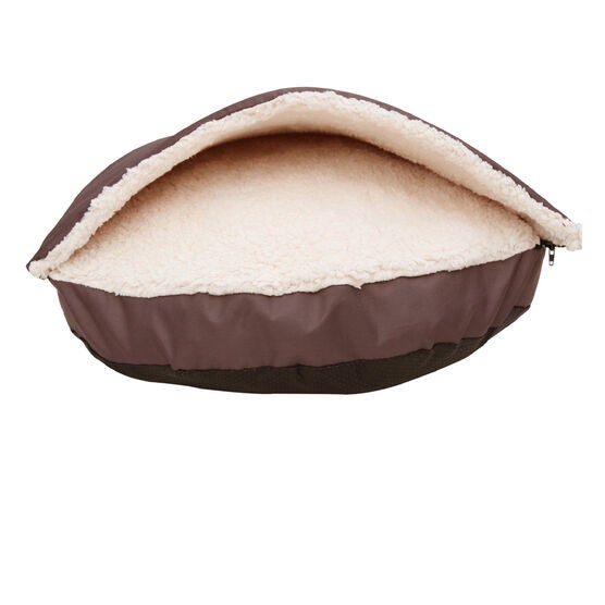 Happycare Tex Durable Oxford to Sherpa Pet Cave and Round Pet Bed, 25", with Removable top and Insert, Coffee, , alternate image number null