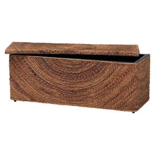 Verino Handwoven Seagrass Storage Bench, NATURAL BROWN, alternate image number null