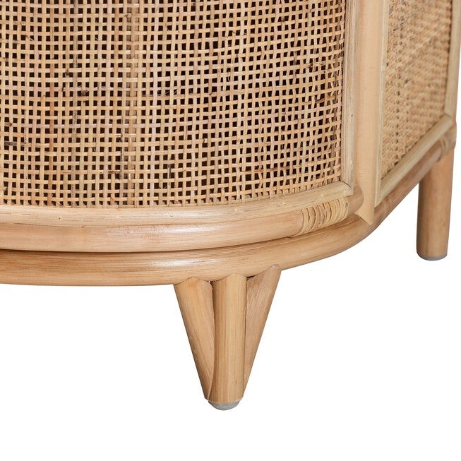Oleta Modern Bohemian Natural Brown Rattan 2-Drawer Nightstand, , alternate image number null
