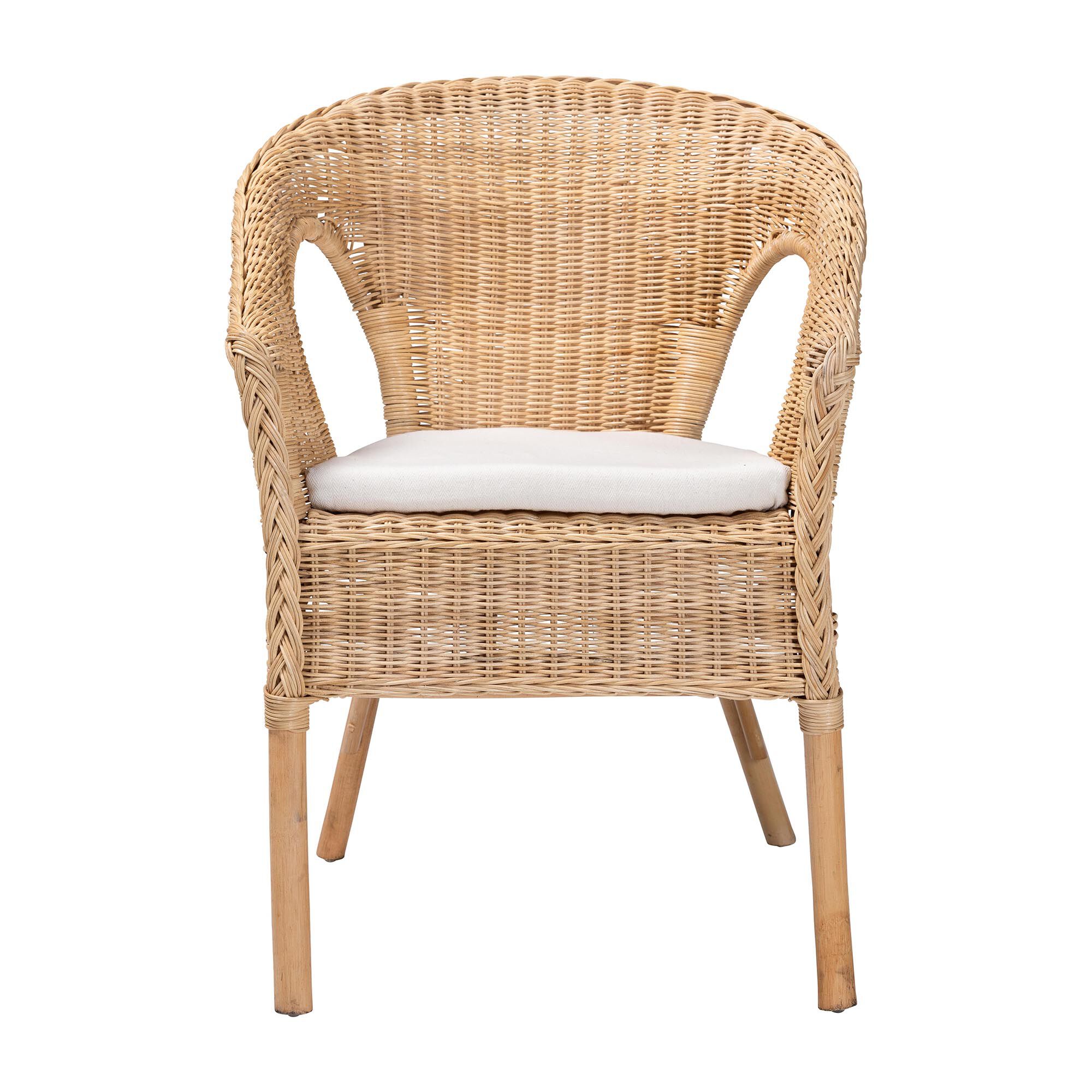 Abbey Modern Bohemian Natural Rattan Dining Chair, NATURAL, alternate image number 2
