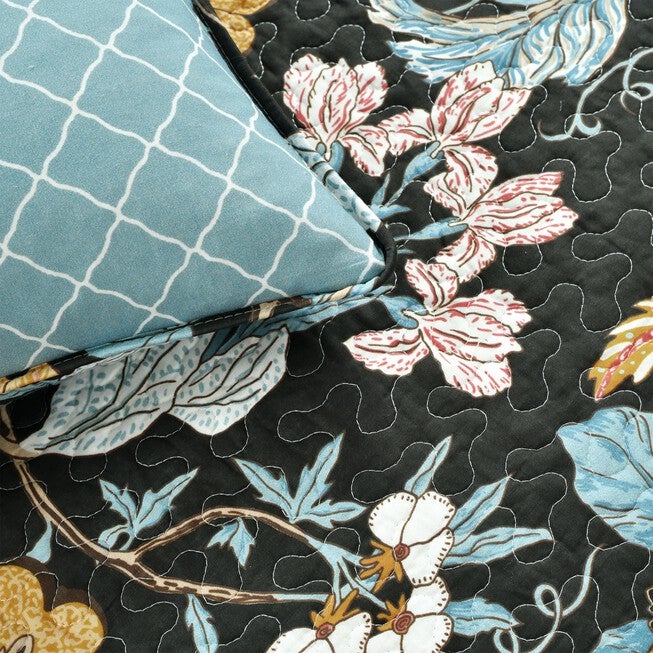 Lush Décor Sydney Quilt Black/Blue 3Pc Set, , alternate image number null