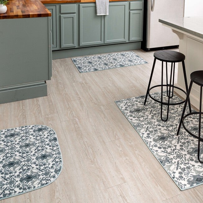 Damask Tile Navy Kitchen Rug, , alternate image number null