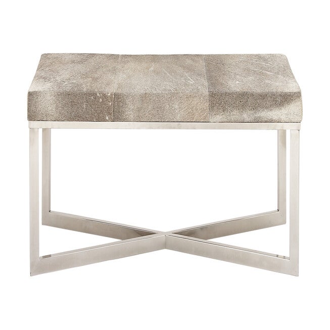 Grey Stainless Steel Contemporary Bench Bench, GREY, hi-res image number null