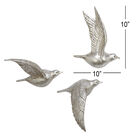Set Of 3 Silver Polystone Coastal Birds Wall Décor, , alternate image number null