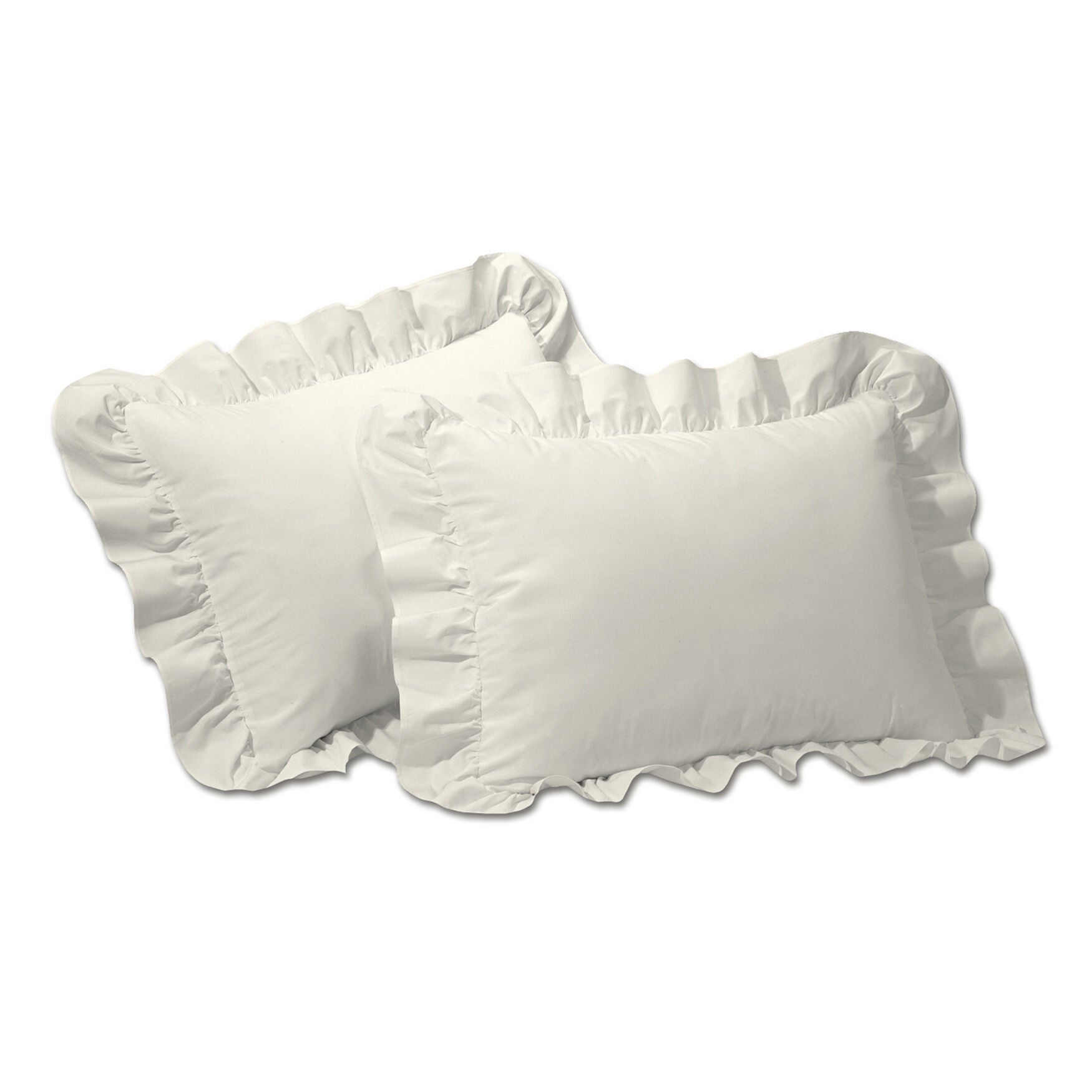2-Pack Ruffled 65/35 Poly/Cotton Shams, IVORY, hi-res image number 0