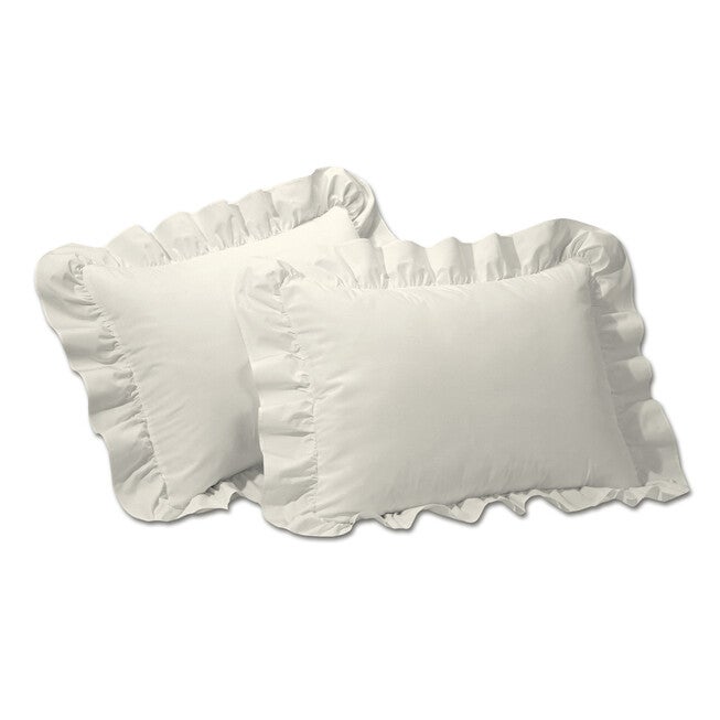 2-Pack Ruffled 65/35 Poly/Cotton Shams, IVORY, hi-res image number 0
