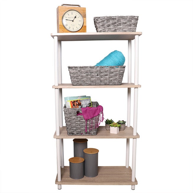 Home Basics Pine Wood 4 Tier Rectangular Corner Shelf, , on-hover image number null