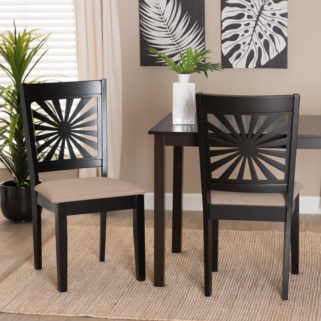 Olympia Modern Beige Fabric And Espresso Brown Finished Wood Dining Chair, , alternate image number 5