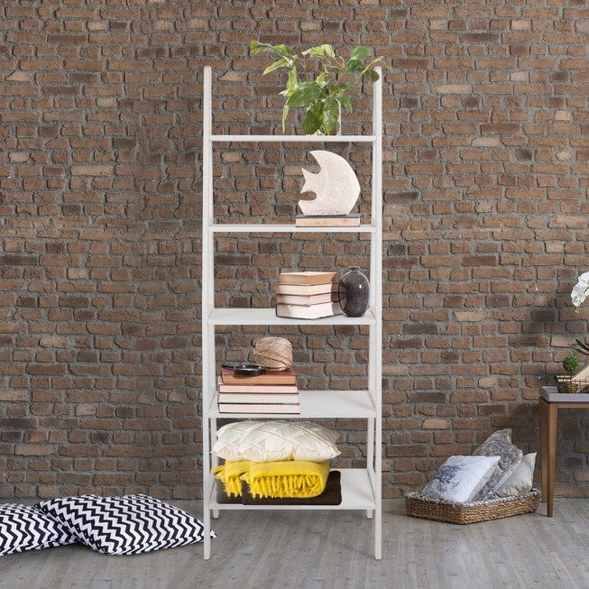 5-Shelf Ladder Bookcase-White, , alternate image number 7