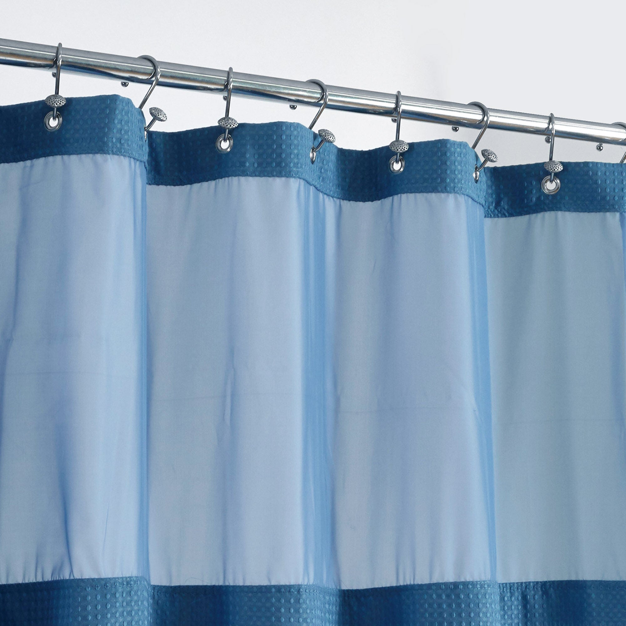 Dobby Waffle Shower Curtain with Snap-in Liner, Hooks included, MOONLIGHT BLUE, alternate image number 3