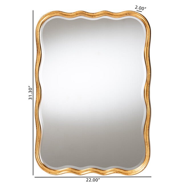 Fredrika Antique Goldleaf Scalloped Wood Accent Wall Mirror, ANTIQUE, alternate image number null
