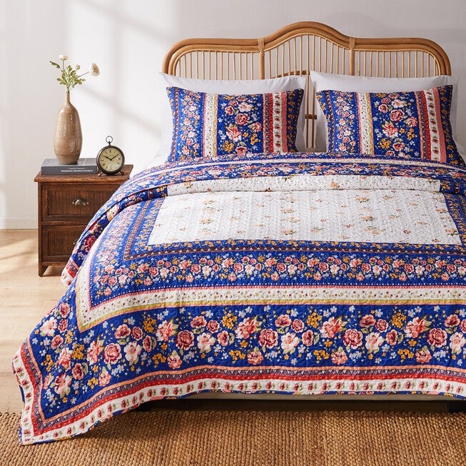 Marsha Quilt And Pillow Sham Set, BLUE, hi-res image number 0