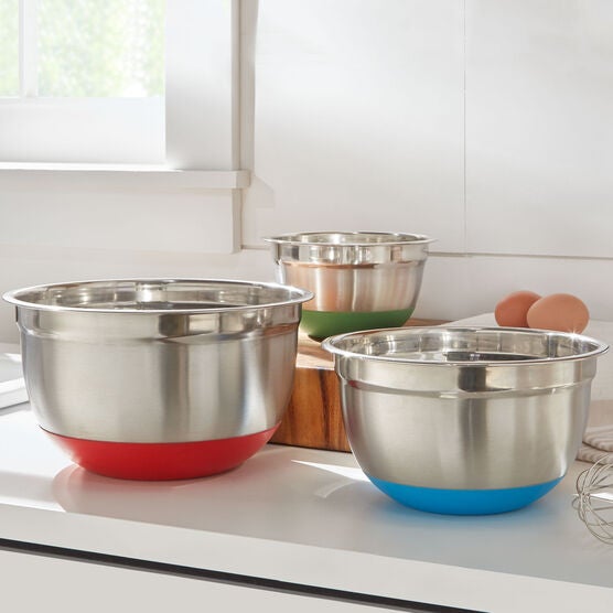 Non-Skid Mixing Bowls, Set of 3, STAINLESS, hi-res image number null