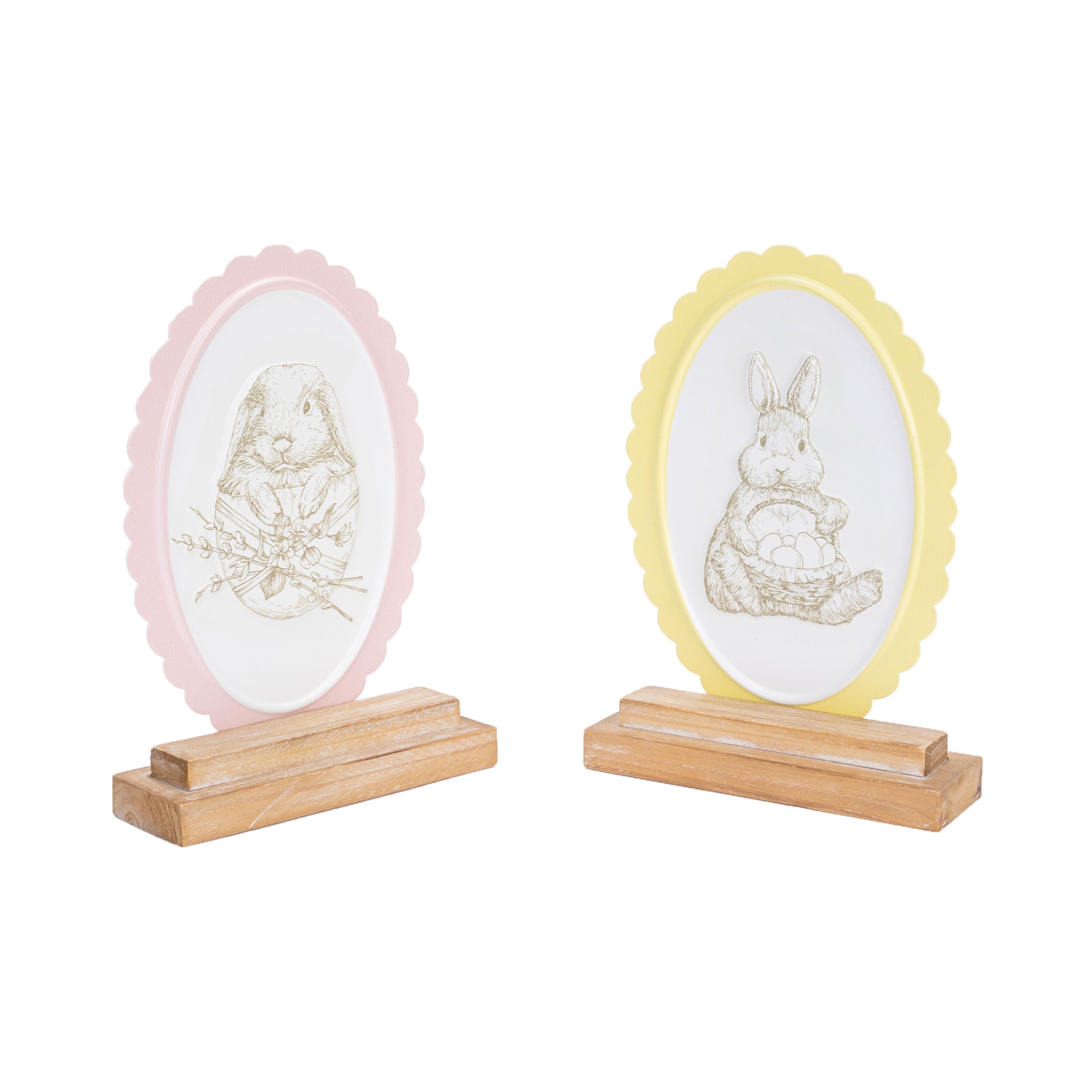 Bunny Embossed Tabletop D&eacute;cor &ndash; Set of 2, WHITE, hi-res image number 0