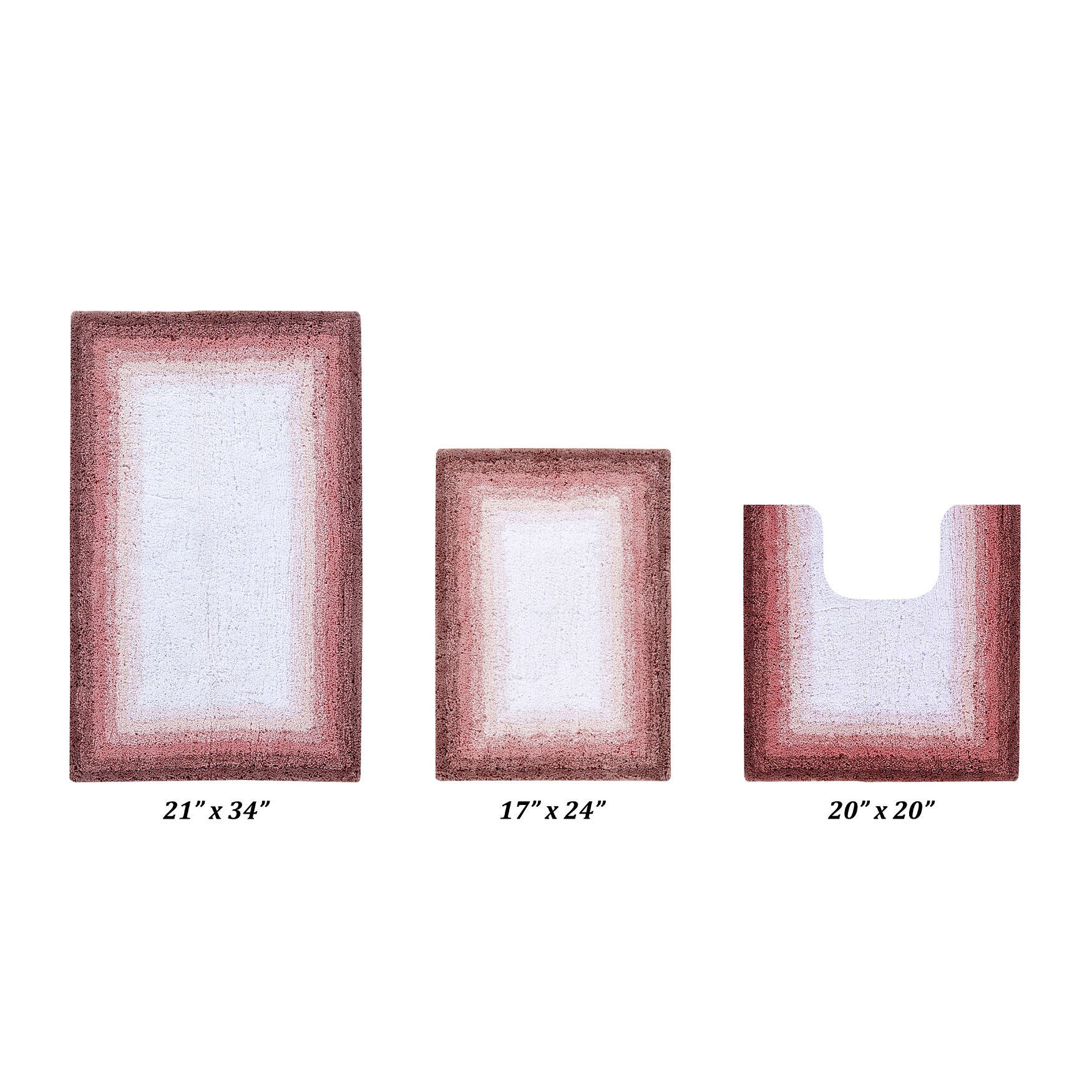 Torrent Border Bath Rug Mat, 3 Piece Set, (17 inches X 24 inches | 20 inches X 20 inches | 21 inches X 34 inches), ROSE, hi-res image number 0