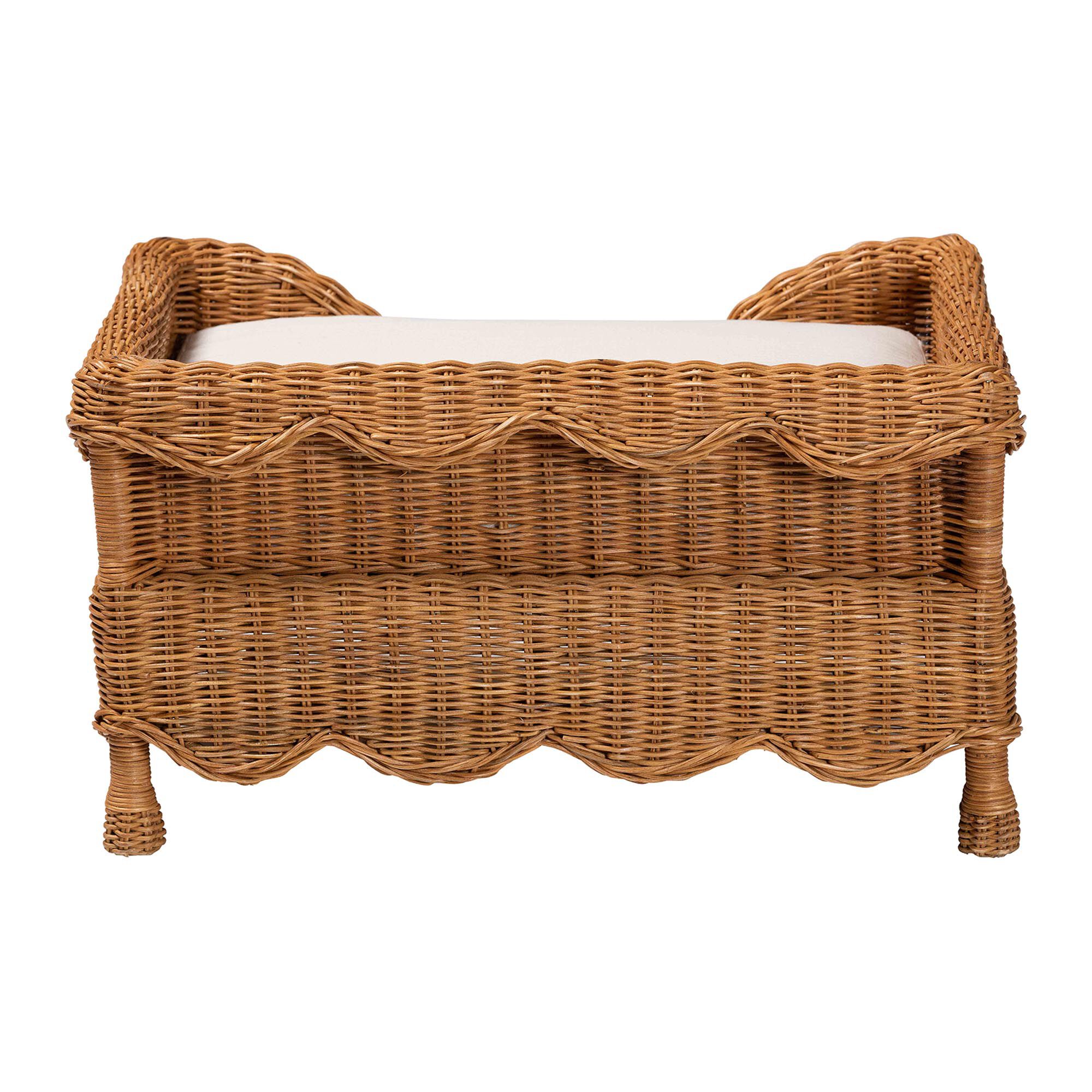 Papina Natural Rattan Pet Bed with Scalloped Sides, 25.6 inches, HONEY, alternate image number 4