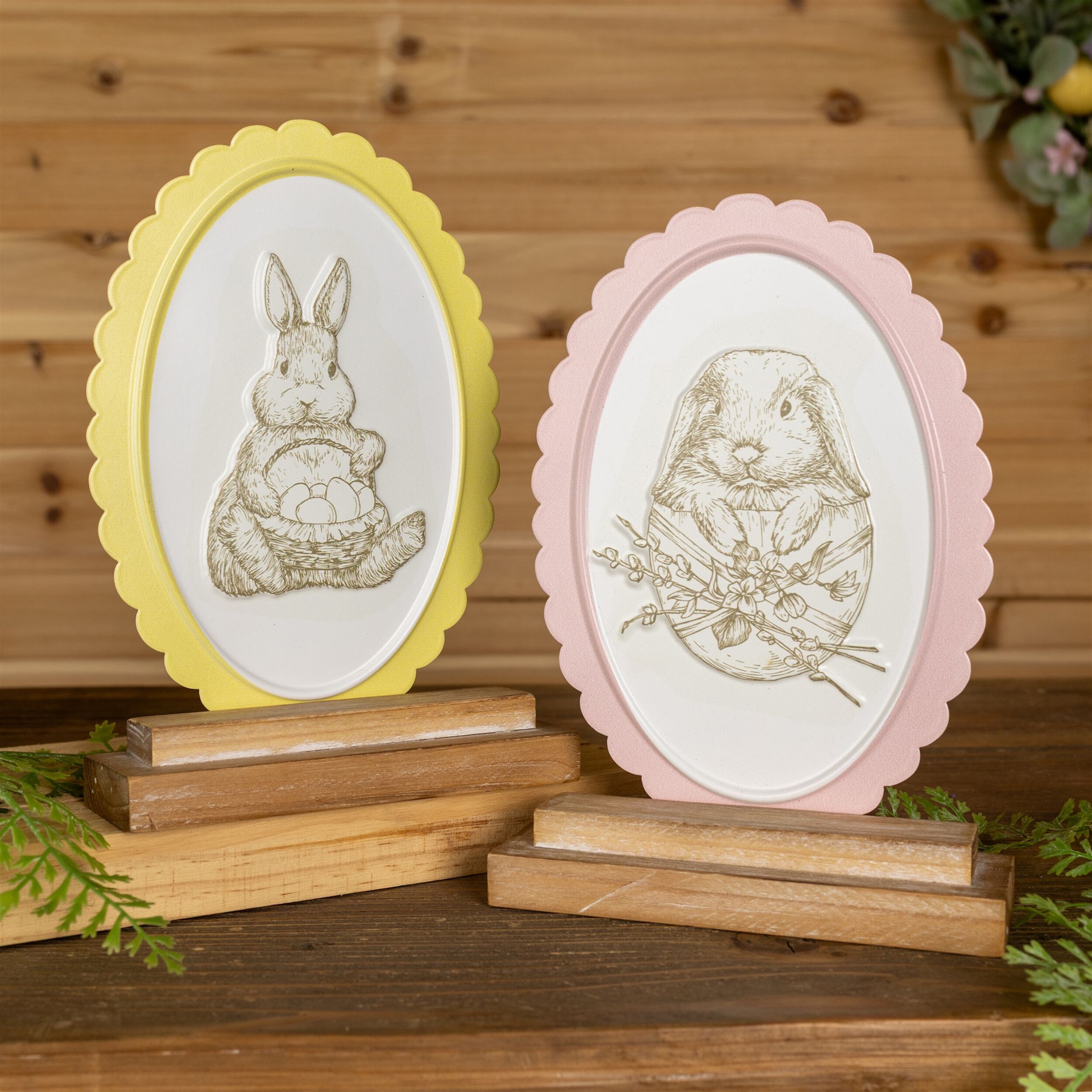 Bunny Embossed Tabletop D&eacute;cor &ndash; Set of 2, WHITE, alternate image number 1