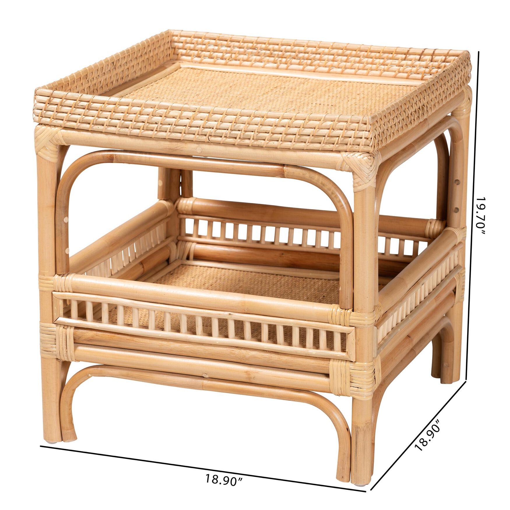 Lombok Modern Bohemian Natural Rattan End Table, , alternate image number 13