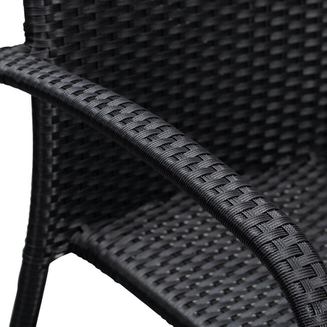 Morgan Outdoor Wicker Stacking Chair - Black - Set of 4, , alternate image number null