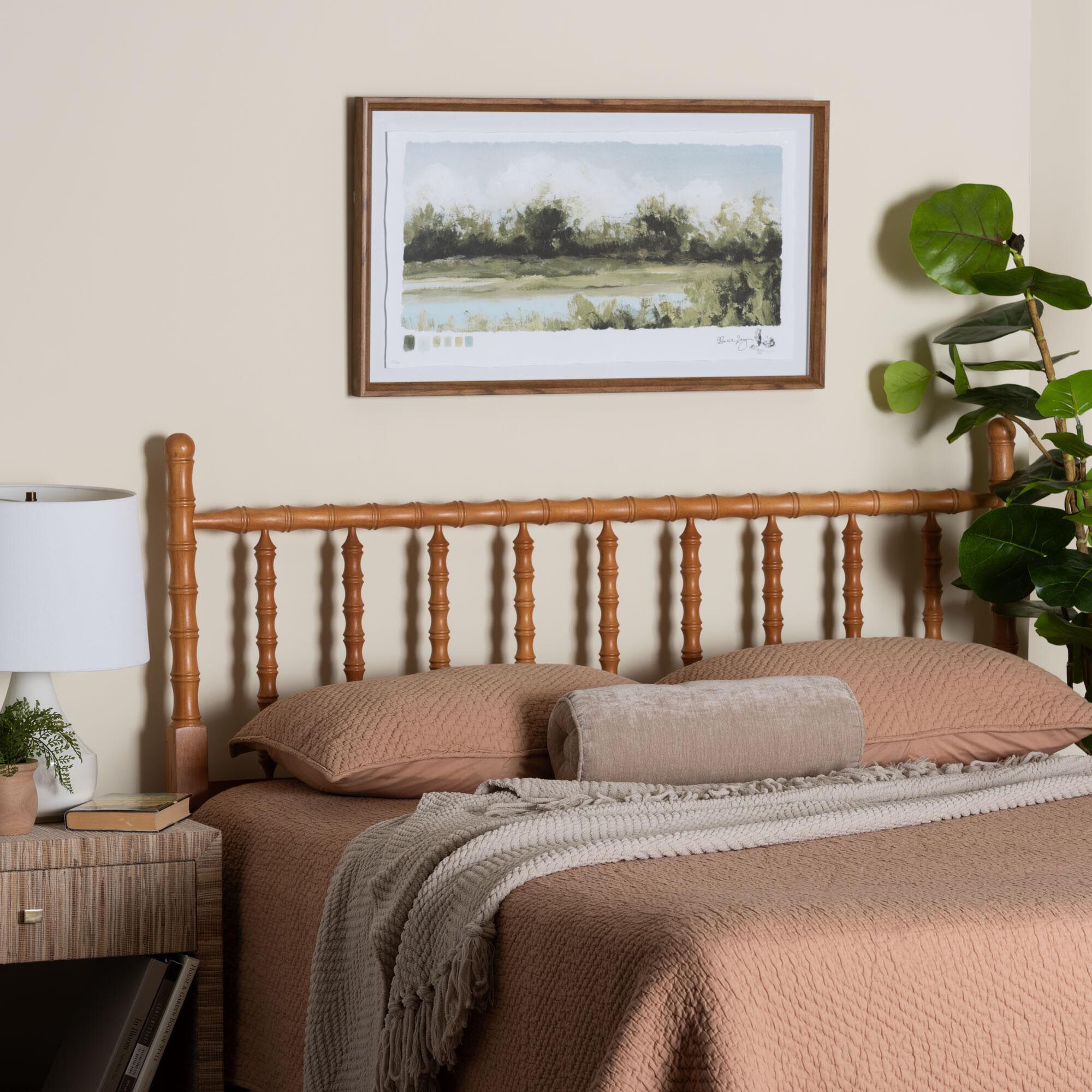 Edaline Bamboo Motif Headboard, BROWN, alternate image number 4