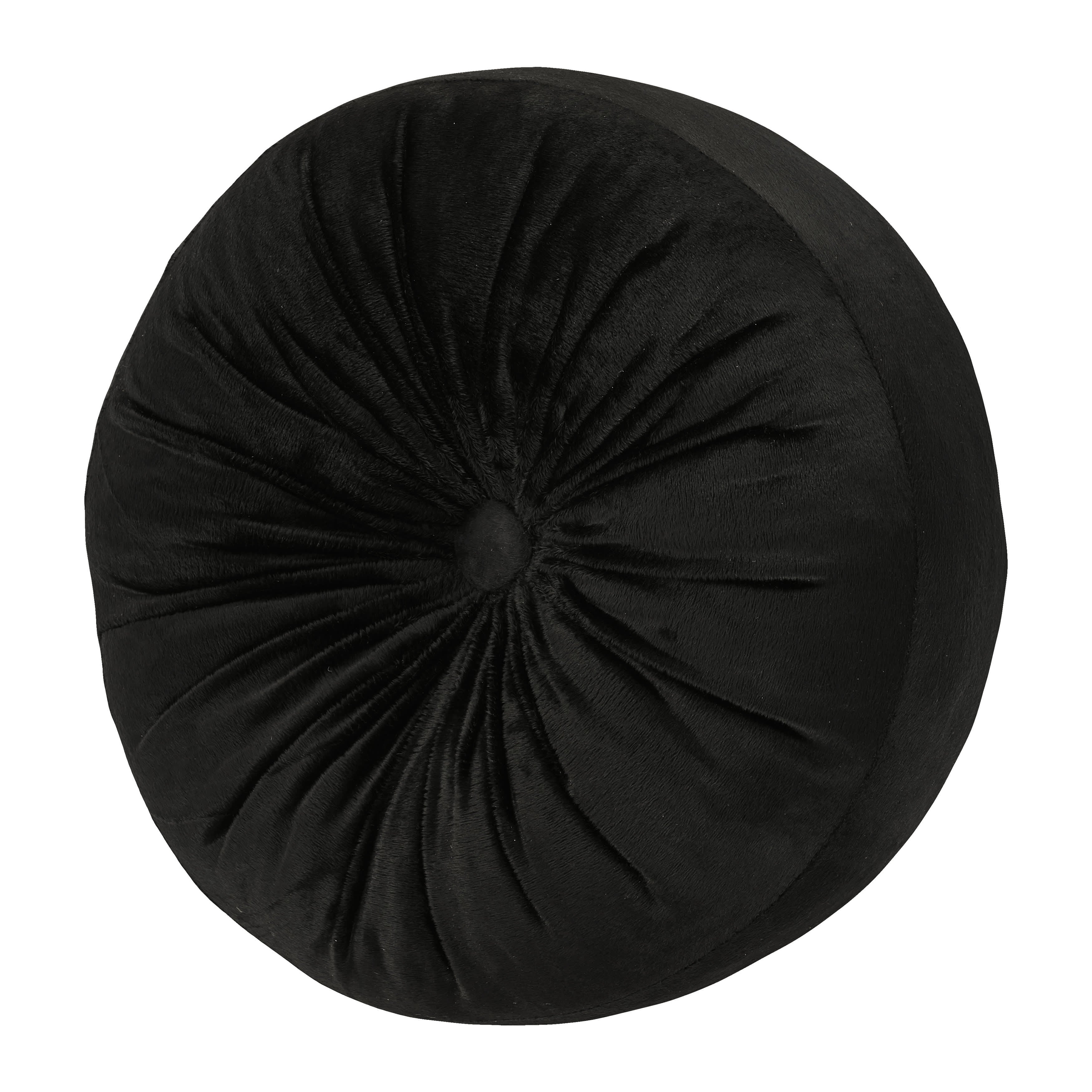 Montecito Tufted Round Decorative Throw Pillow, BLACK, hi-res image number null