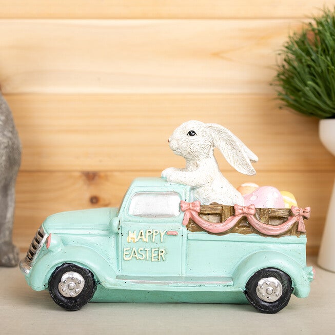 Easter Bunny in Car Figurine 9.5 inchesL, BLUE, alternate image number 2