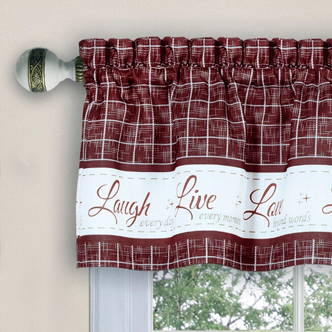 Live, Love, Laugh Window Curtain Tier Pair and Valance Set - 58x24, , alternate image number null