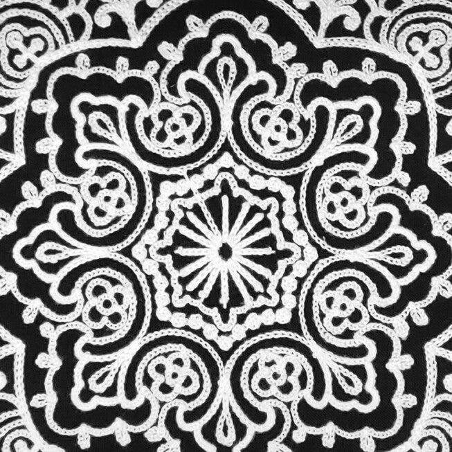 Edie @ Home Indoor/Outdoor Arabasque Embroidered Decorative Throw Pillow 12X18, Black, , alternate image number null