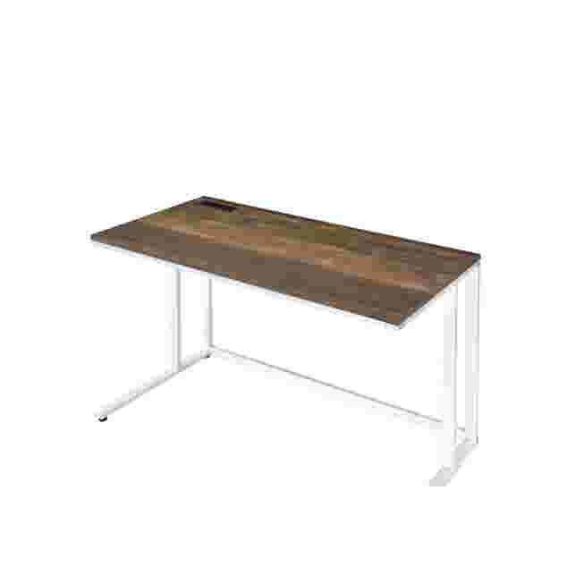 Wooden desk with white metal legs