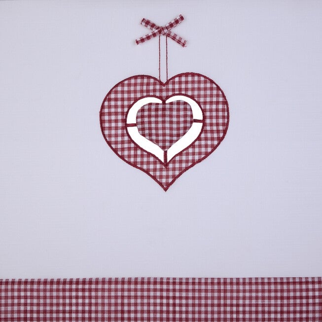 Gingham Hearts Embellished Tier and Valance Window Curtain Set, , on-hover image number null