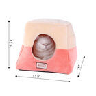 2-In-1 Cat Bed Cave Shape And Cuddle Pet Bed, Orange Beige, , alternate image number null