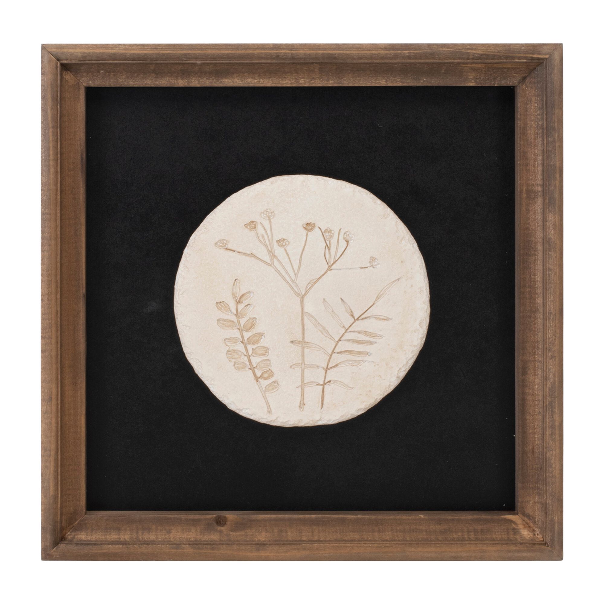 Wood Framed Floral Plaque (Set of 2), BLACK/WHITE, alternate image number 1