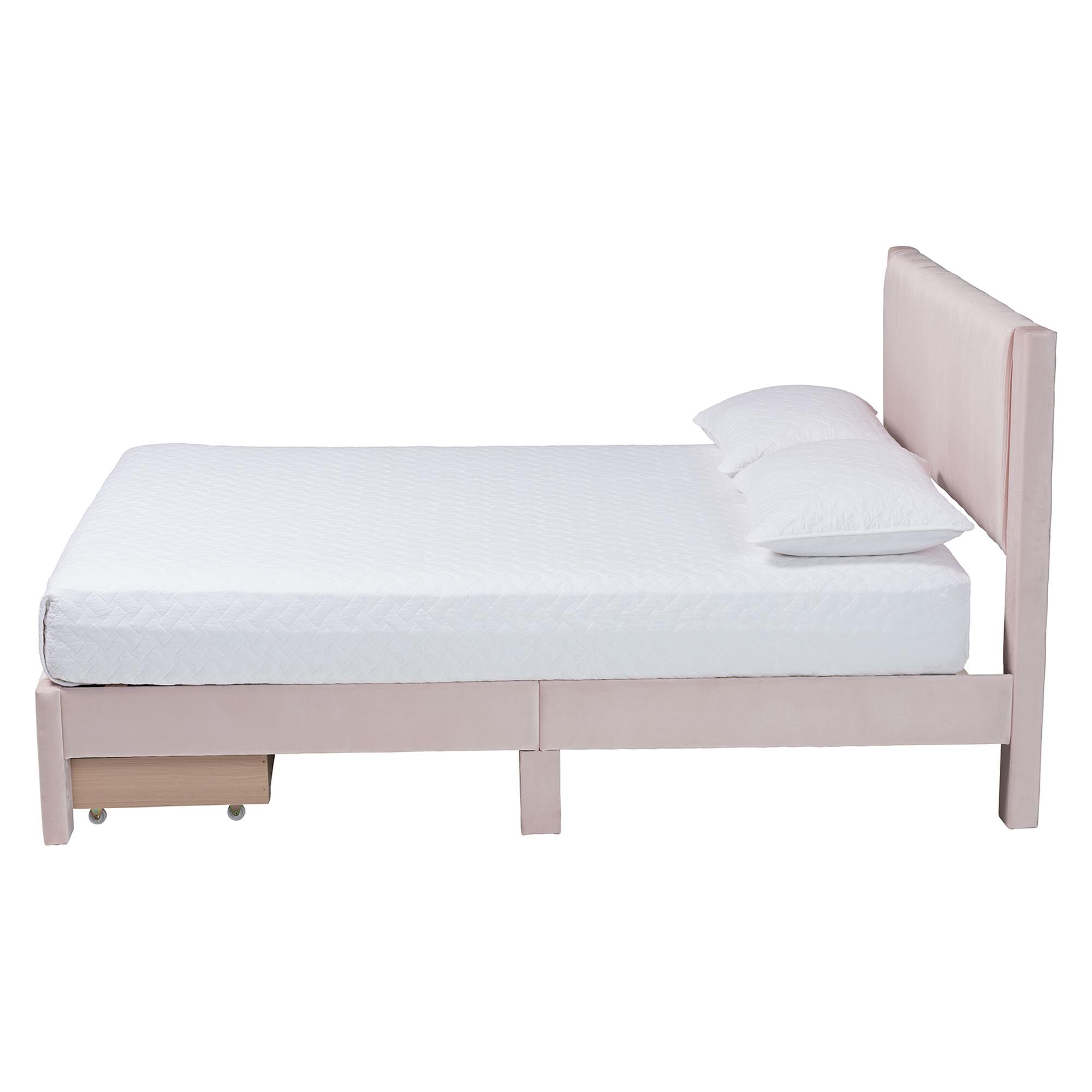 Elora Modern Navy Blue Pleated Velvet Queen Size Storage Bed, PINK, alternate image number 3