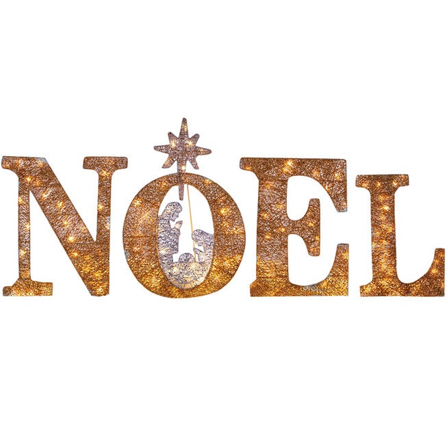 46 inches Pre-Lit Noel Sign, SILVER GOLD, hi-res image number null
