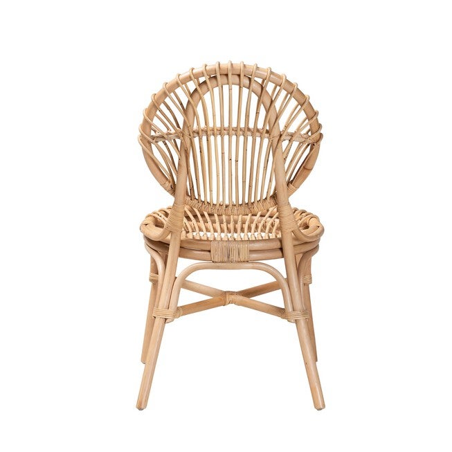 Iris Modern Bohemian Natural Brown Rattan Dining Chair, , alternate image number null