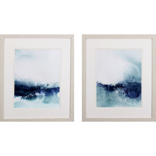 Wispy Waves Framed Wall Décor, Set Of 2, BLUE, hi-res image number 0
