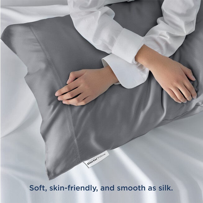 Doctor Pillow Royal Luxury Bamboo Pillowcase -Set of 2 - GREY, GREY, alternate image number 3