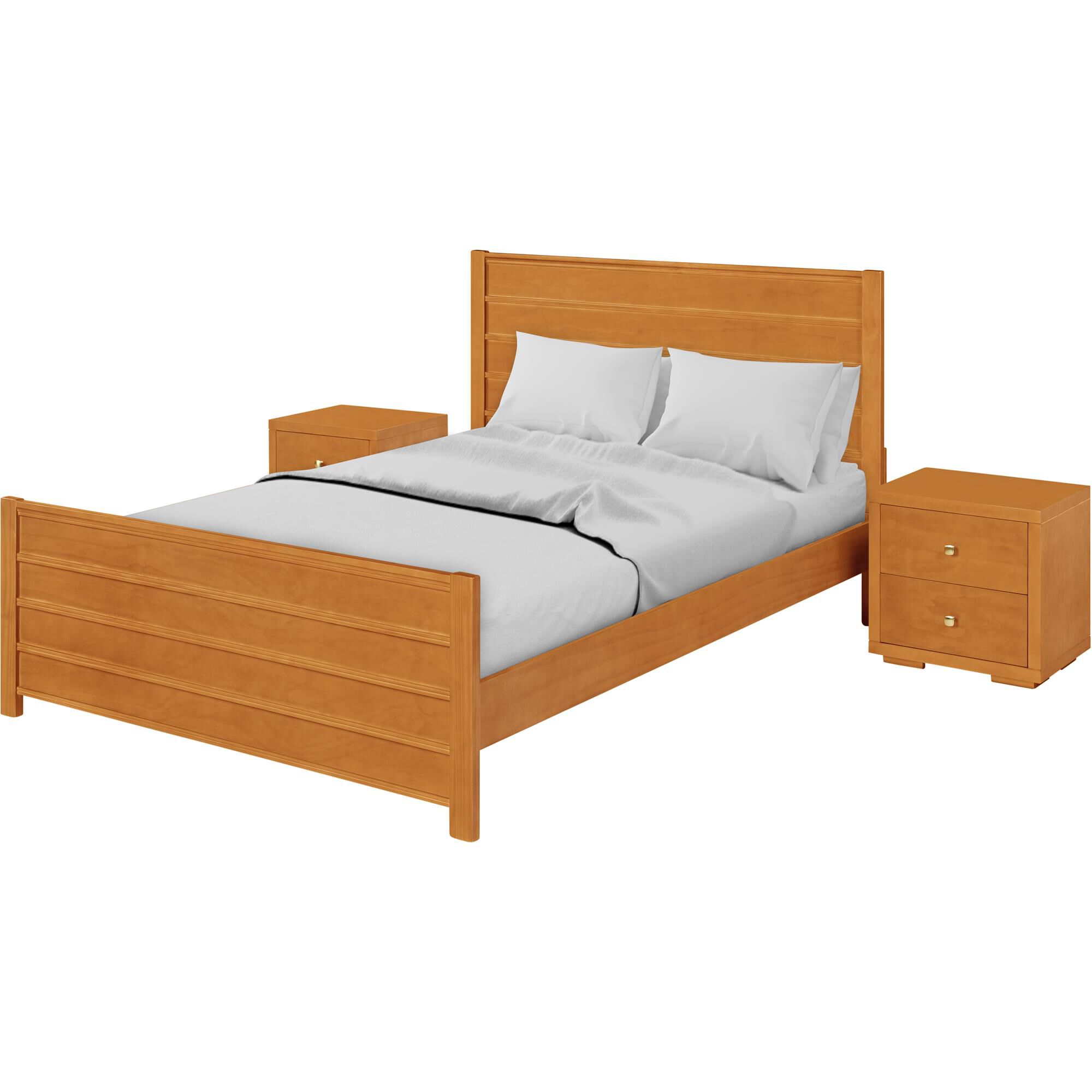 Caroline Wooden Platform Bed in Cherry, King with 2 Nightstands, CHERRY, alternate image number 1