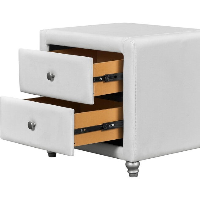 Carlton Platform Bed, King, White with 2 Nightstands, WHITE, alternate image number null